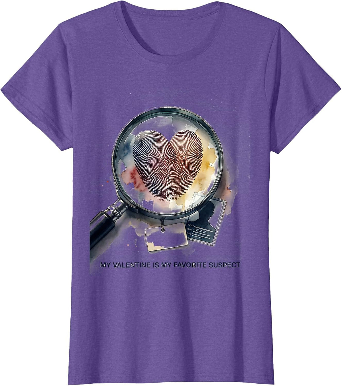 Women's My Valentine Is My Favorite Suspect Funny First Responder T-Shirt - Purple Heather