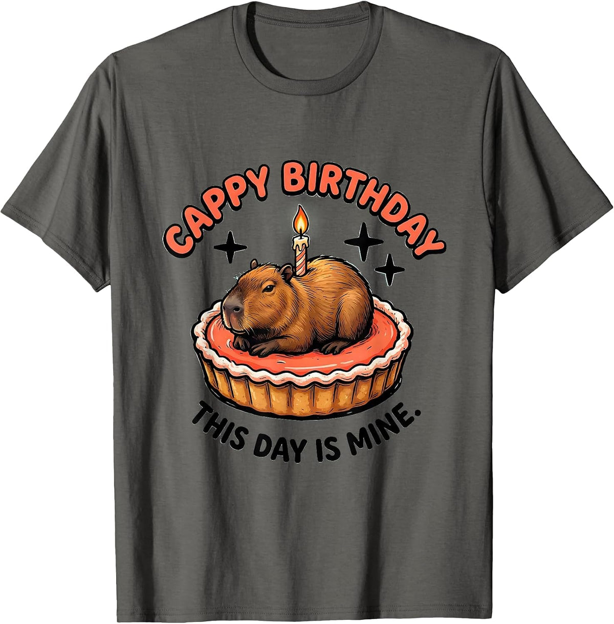 Men's Cappy Birthday This Day Is Mine Kawaii Capybara Birthday T-Shirt - Asphalt Grey