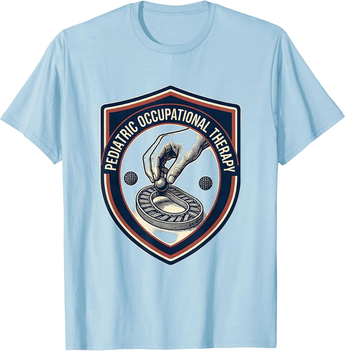 Men's Pediatric Occupational Therapy Retro Emblem OT Month T-Shirt - Baby Blue