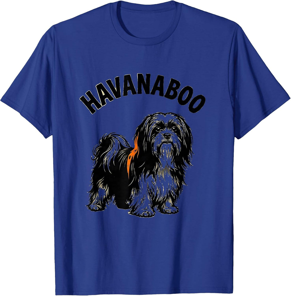 Havanaboo Silhouetted Havanese Ghost Pumpkin Halloween Dog T-Shirt - Royal Blue