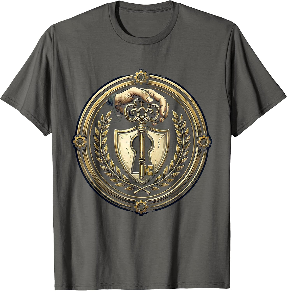 Occupational Therapy Rusty Key Unlocking Door Art T-Shirt - Asphalt Grey