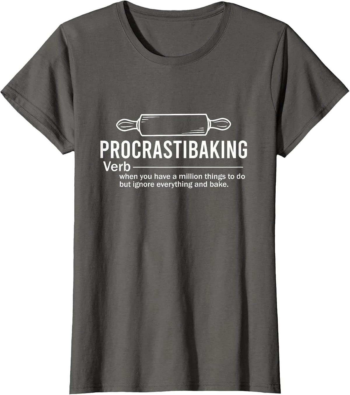 Funny Baking Shirt Procrastibaking Definition Bread Baker Chef Tees T-Shirt - Asphalt Grey