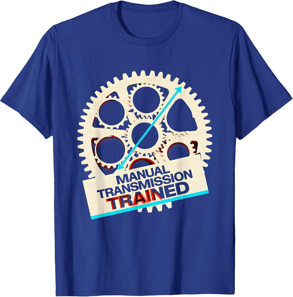 Men's Manual Transmission Trained New Wave Manual Car Gear Stick T-Shirt - Royal Blue