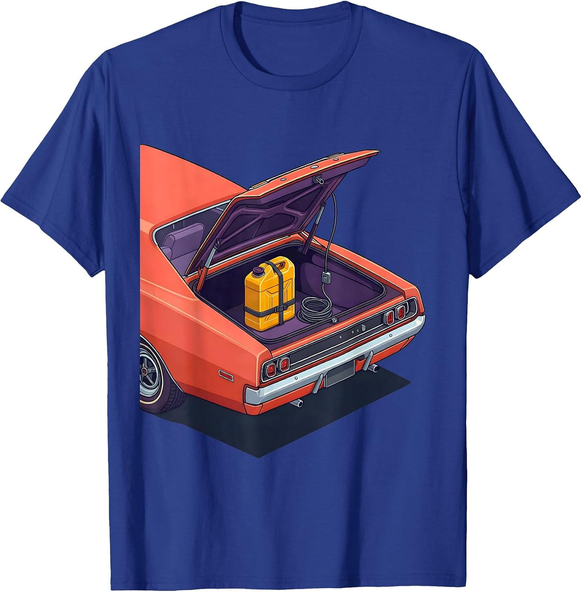 Men's Classic Muscle Car Garage Nostalgia Enthusiast T-Shirt - Royal Blue