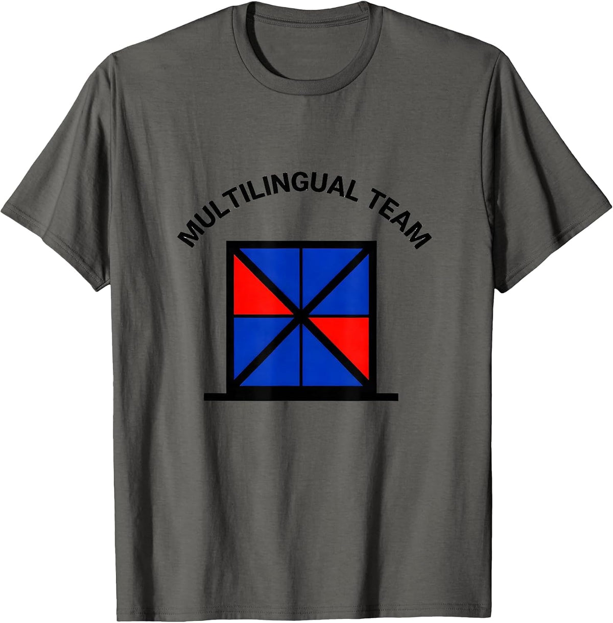 Men's Multilingual Team Geometric ESL Teacher Squad English T-Shirt - Asphalt Grey
