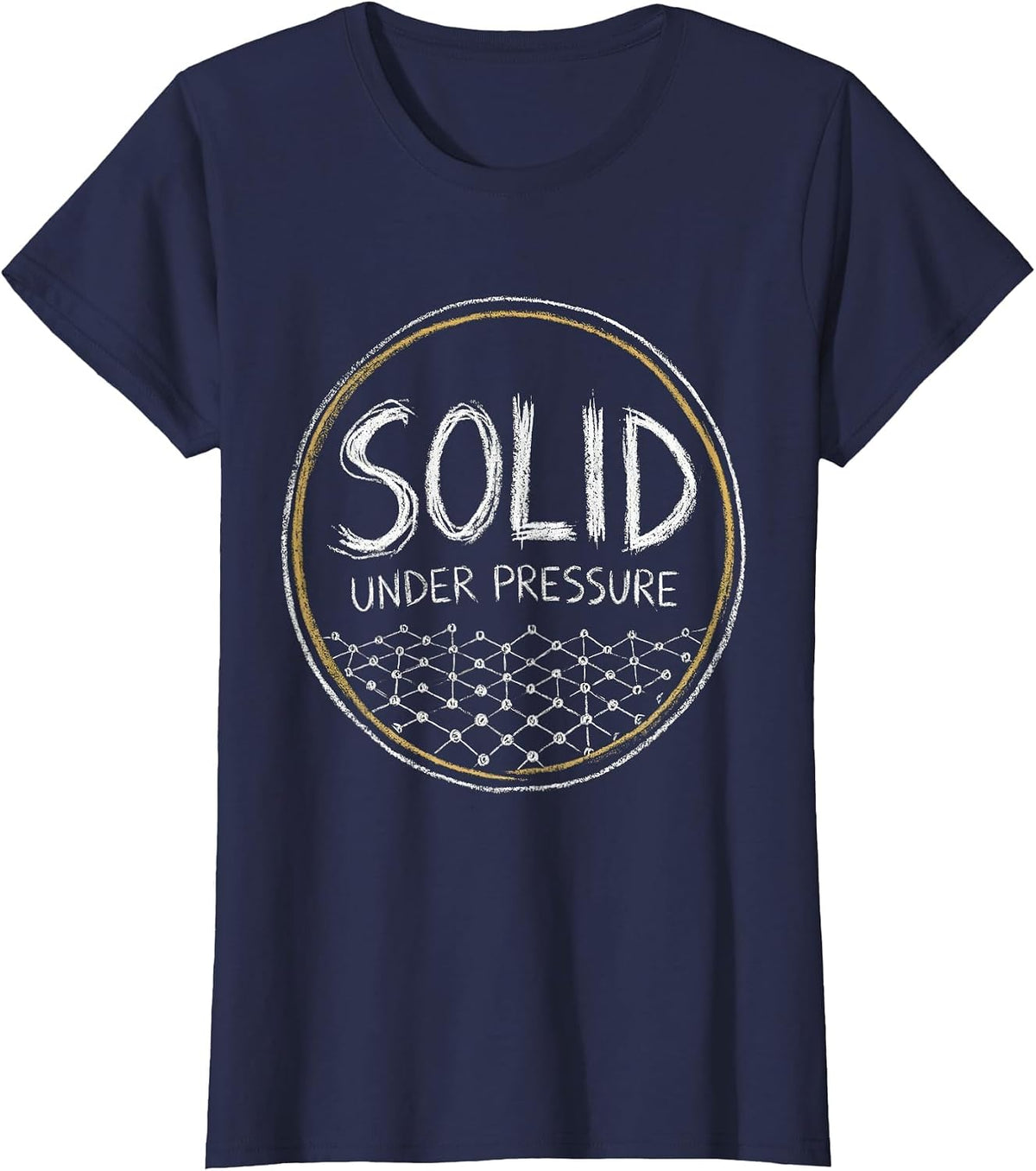 Women's Solid Under Pressure Funny Chemistry Science Pun Gift T-Shirt - Navy Blue