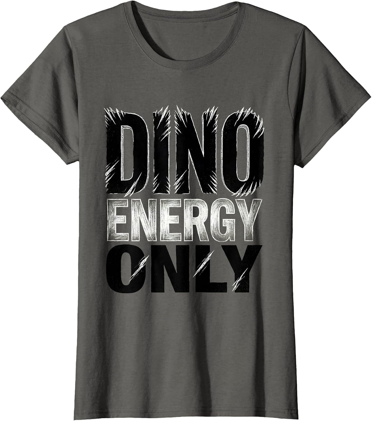 Women's Dino Energy Only Dinosaur Graphic Design T-Shirt - Asphalt Grey