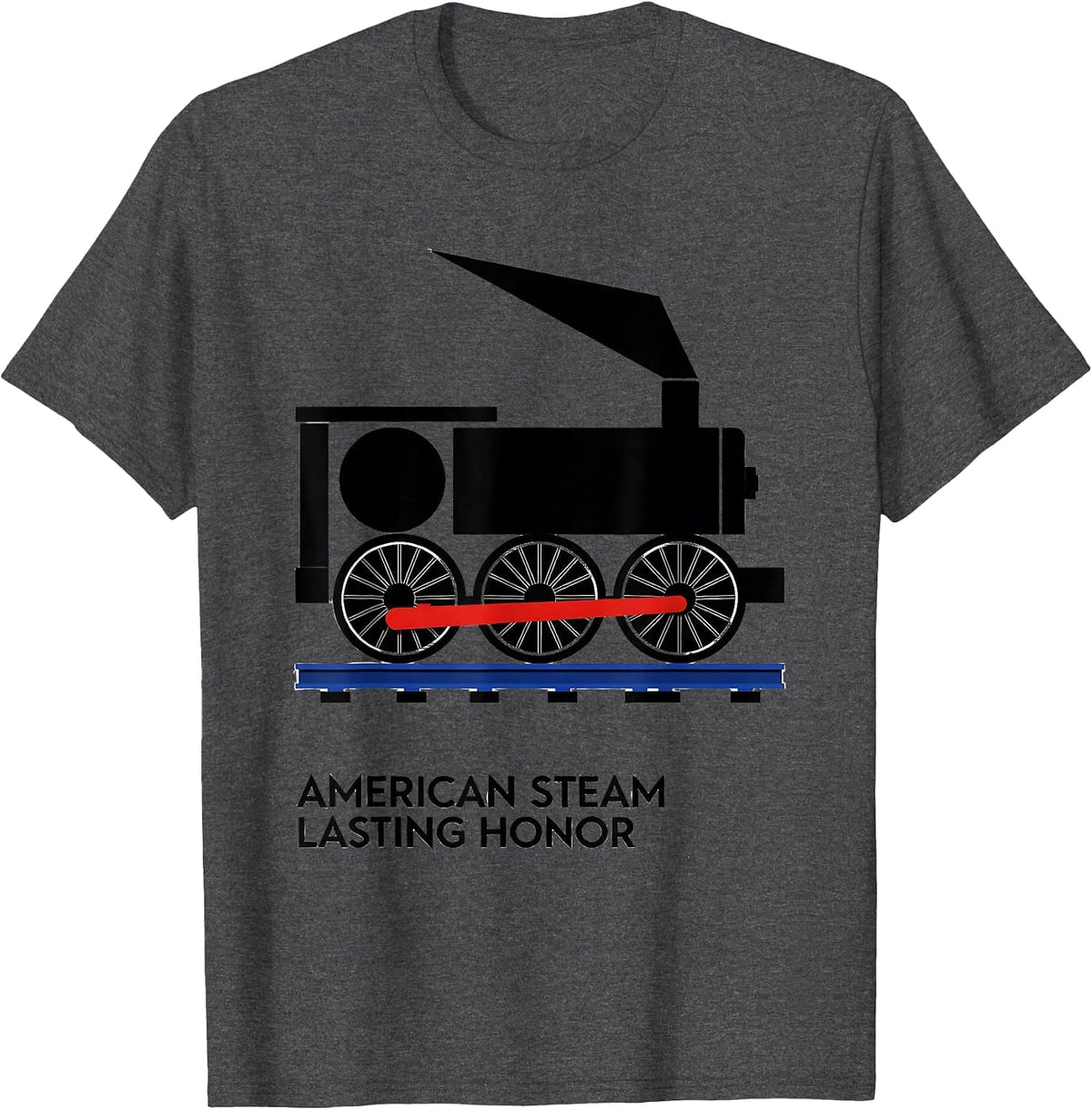American Steam Lasting Honor Bauhaus Modernist Train T-Shirt - Dark Heather Grey