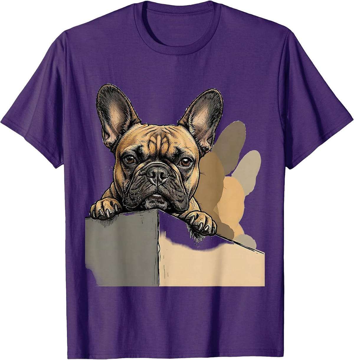 Men's French Bulldog Pocket Pup Cozy Small Breed Puppy Lover T-Shirt - Purple
