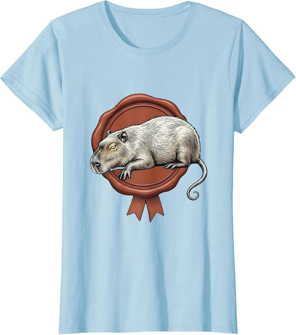 Capybara Wax Seal Funny Gamer Humor T-Shirt - Baby Blue