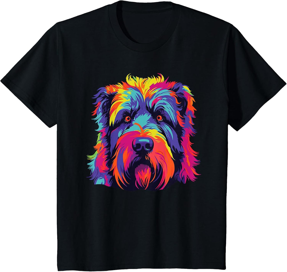 Watercolour Colourful Bouvier Des Flandres Dogs T-Shirt - Black