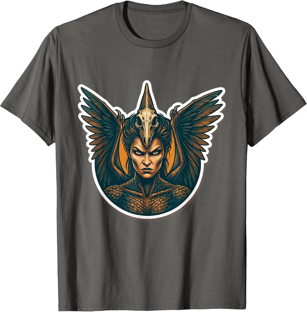 Fierce Pterodactyl Wing Cloak Dinosaur Warrior T-Shirt - Asphalt Grey