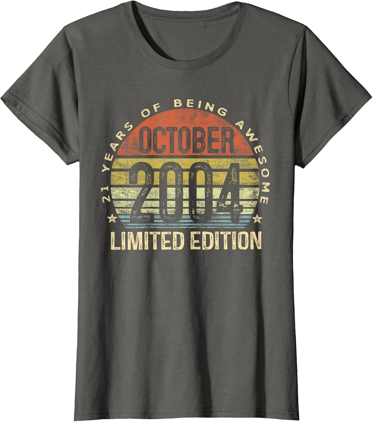 October 2004 Limited Edition 21-Year-Old 21st Birthday T-Shirt - Asphalt Grey