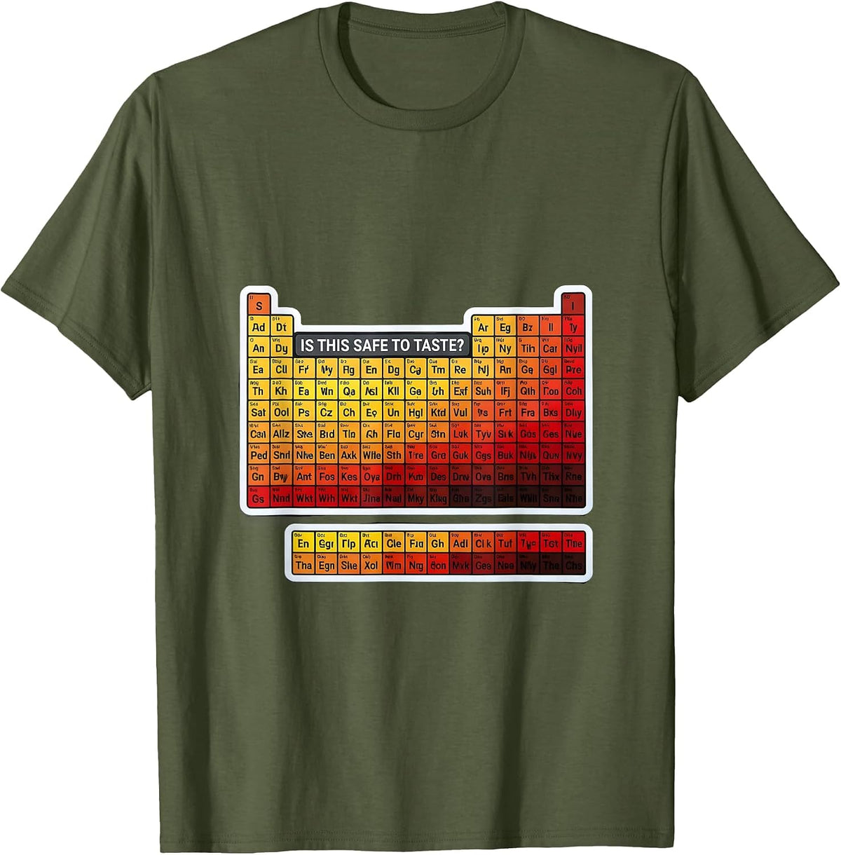Men's Is This Safe To Taste Funny Periodic Table Science Teacher T-Shirt - Olive Green