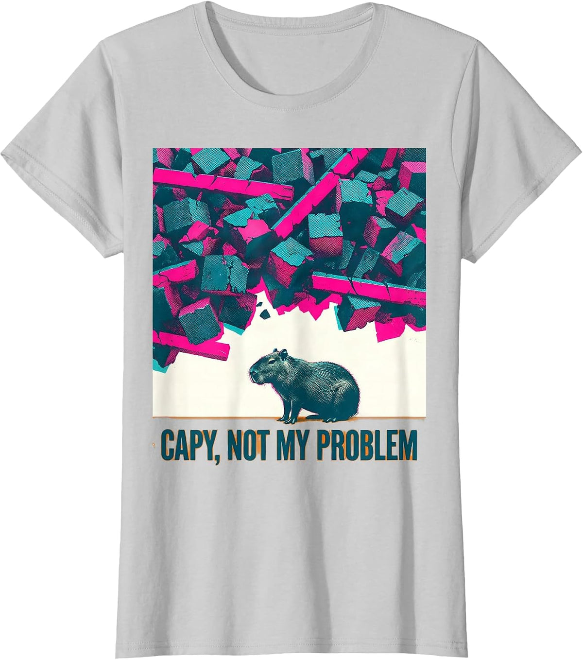 capy, not my problem Funny Capybara Meme Animal Humor T-Shirt - Silver Grey