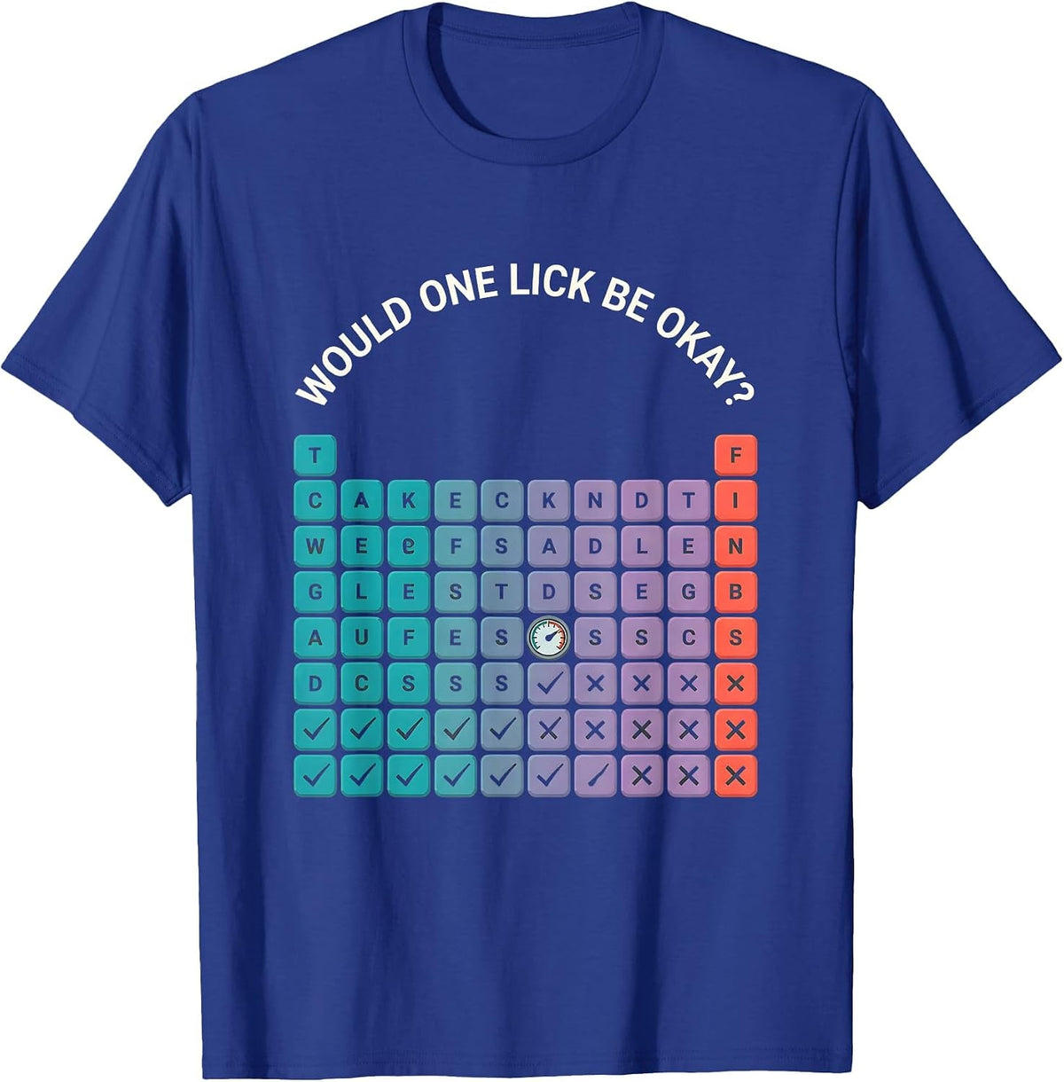 Would One Lick Be Okay Funny Periodic Table Science Teacher T-Shirt - Royal Blue