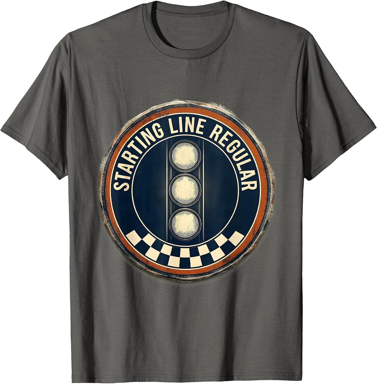 Starting Line Regular Vintage Racing Fan American Flag T-Shirt - Asphalt Grey