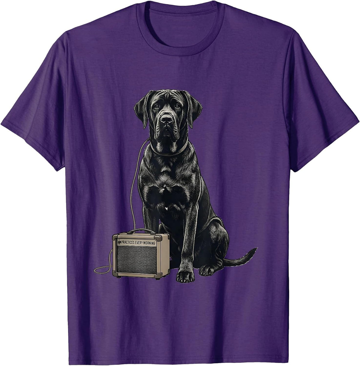 Practices Every Morning Great Dane Rock Guitarist Dog Lover T-Shirt - Purple