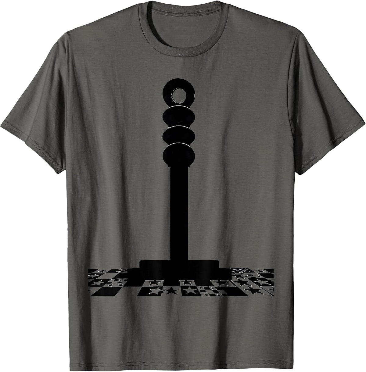 Patriotic Light Column Checkered Flag Racing Fan T-Shirt - Asphalt Grey