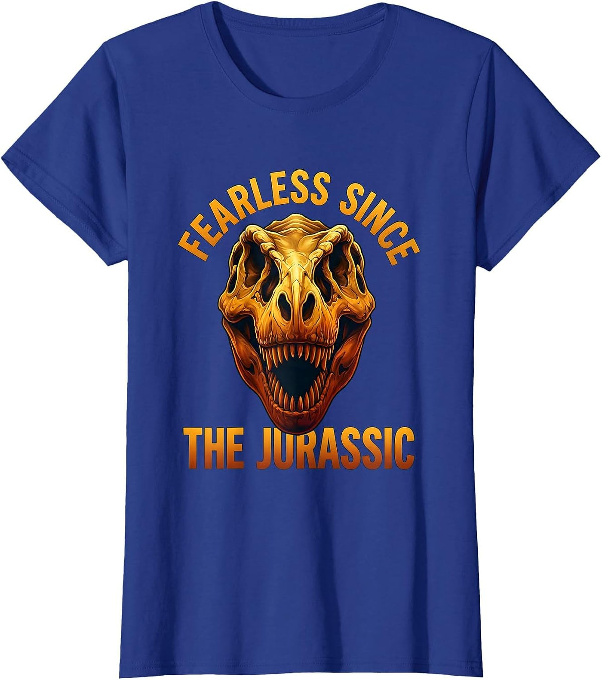 Women's Fearless Since the Jurassic Dinosaur Design T-Shirt - Royal Blue