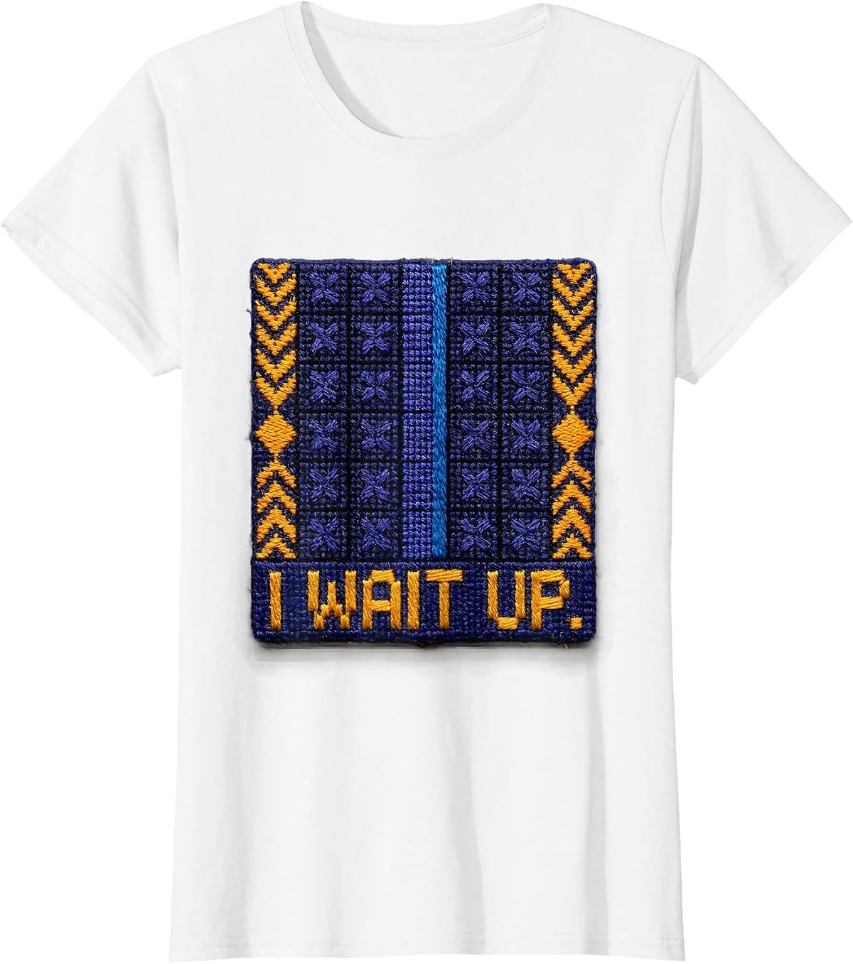 I Wait Up Thin Blue Line Police Support Retirement Tribute T-Shirt - White