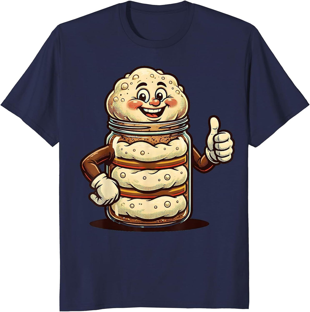 In My Sourdough Era Bubbling Starter Jar T-Shirt - Navy Blue