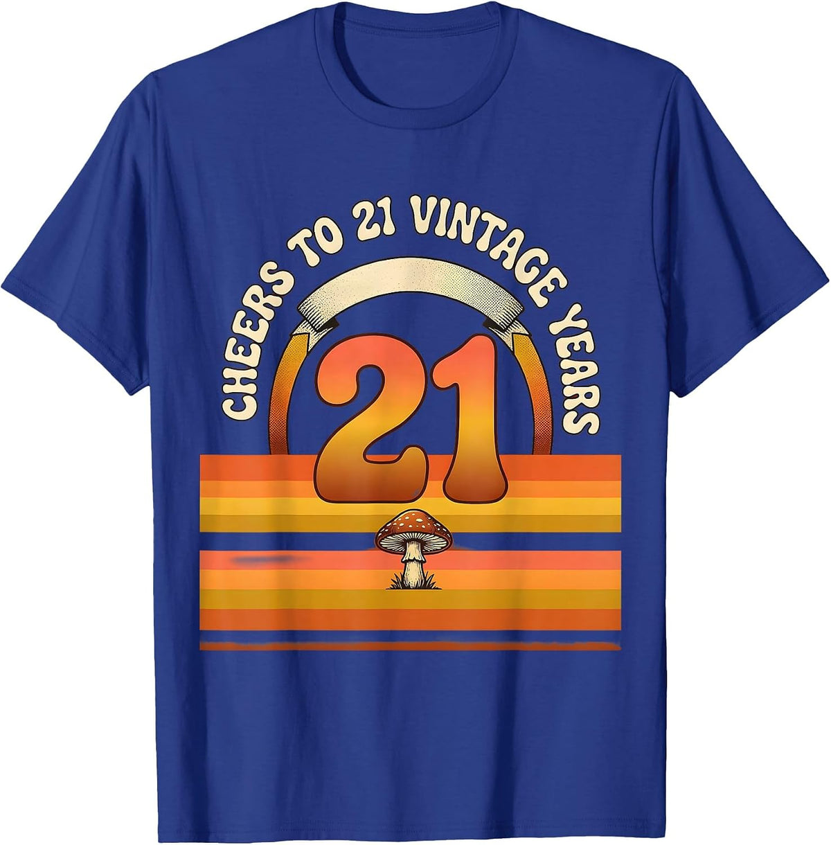 Cheers To 21 Vintage Years Retro Birthday Gift T-Shirt - Royal Blue