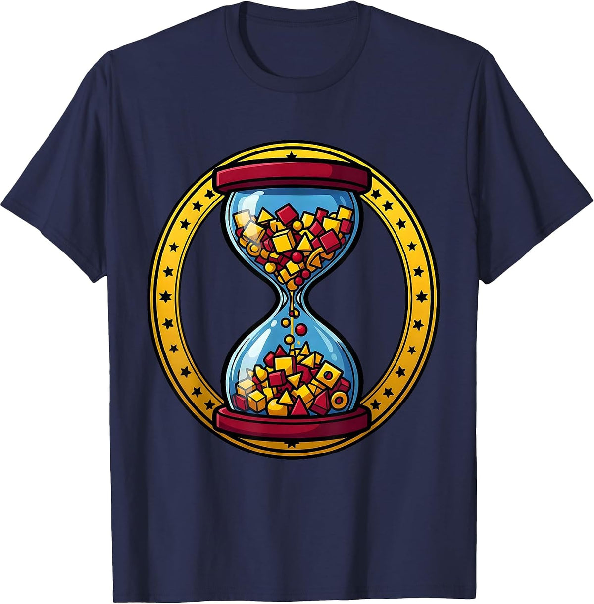 English Teacher Hourglass Alphabet Letters Gift T-Shirt - Navy Blue