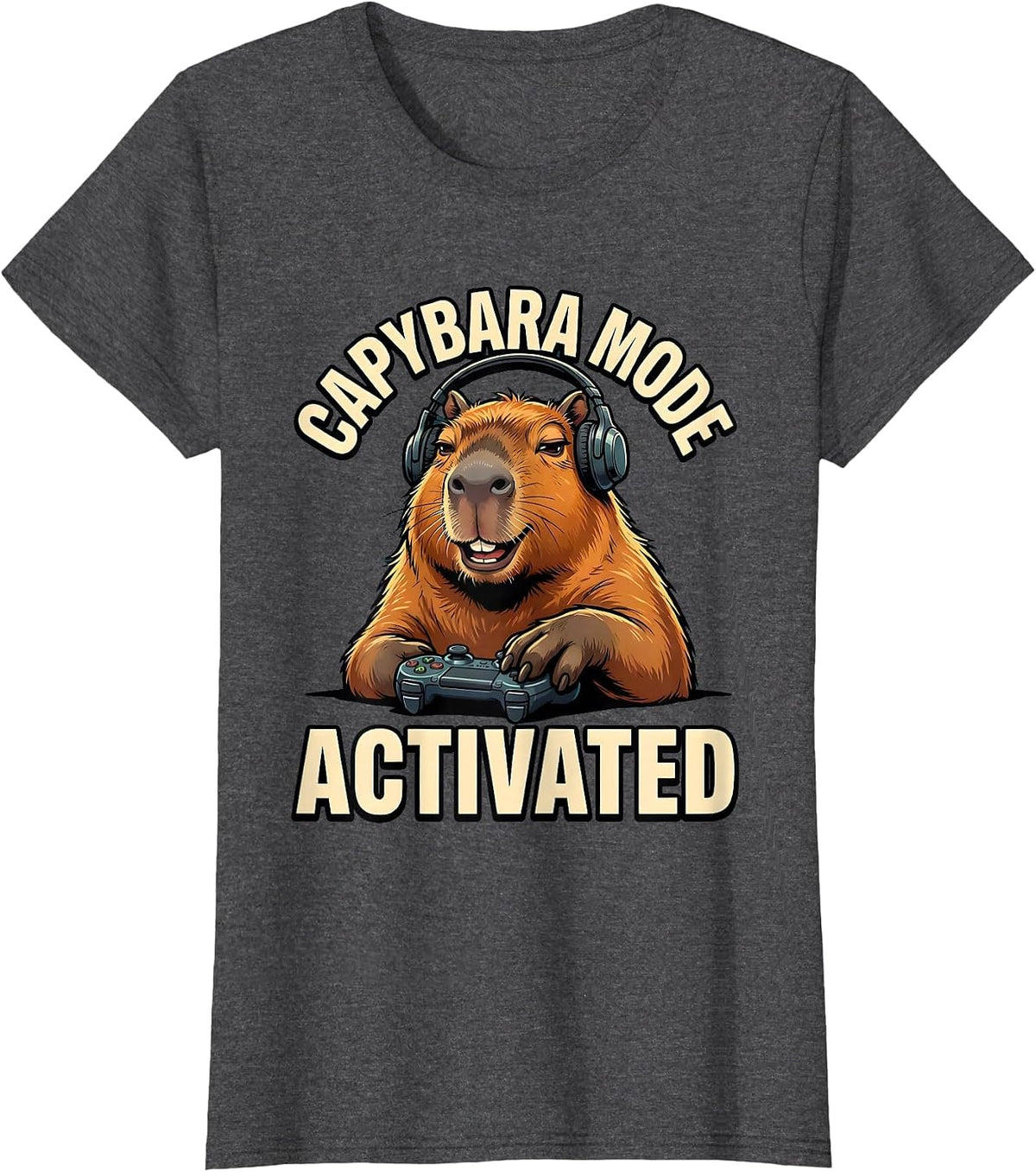 Women's Capybara Mode Activated Funny Gamer Meme Internet Humor T-Shirt - Dark Heather Grey