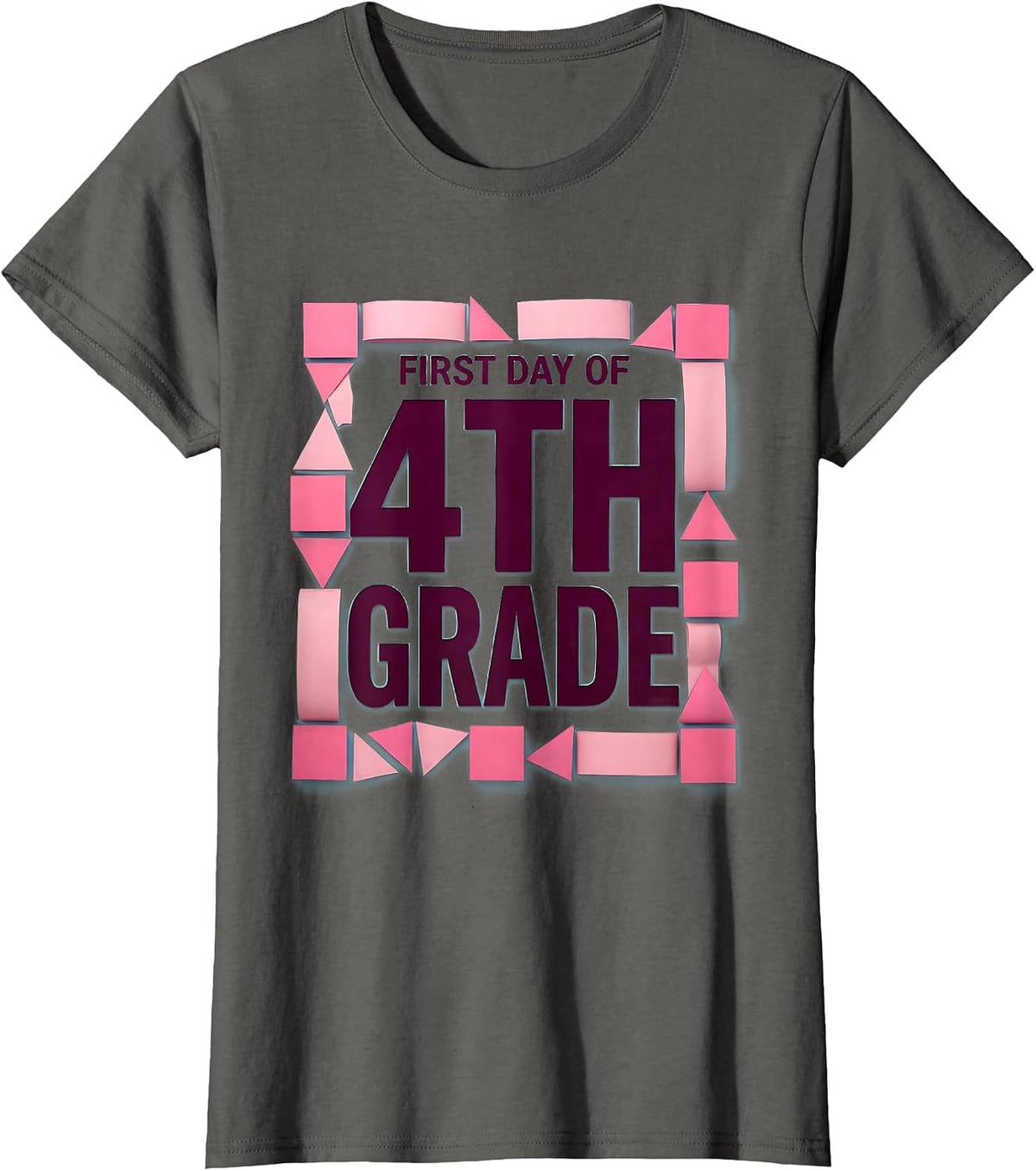 Women's First Day Of 4th Grade Cute Girly Back To School T-Shirt - Asphalt Grey