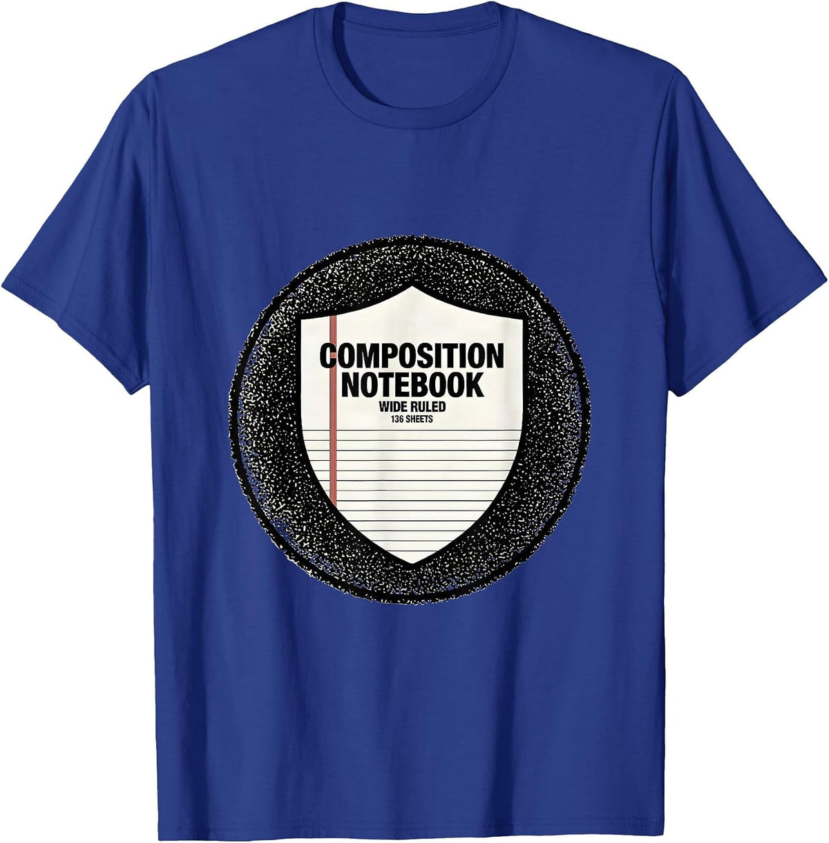 Composition Notebook Wide Ruled 136 Sheets Teacher T-Shirt - Royal Blue