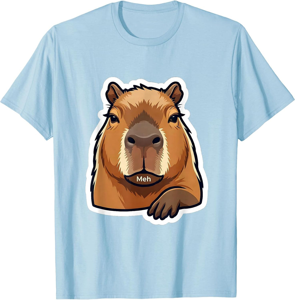 Men's Meh Funny Capybara Meme Animal Humor Youth Kids T-Shirt - Baby Blue