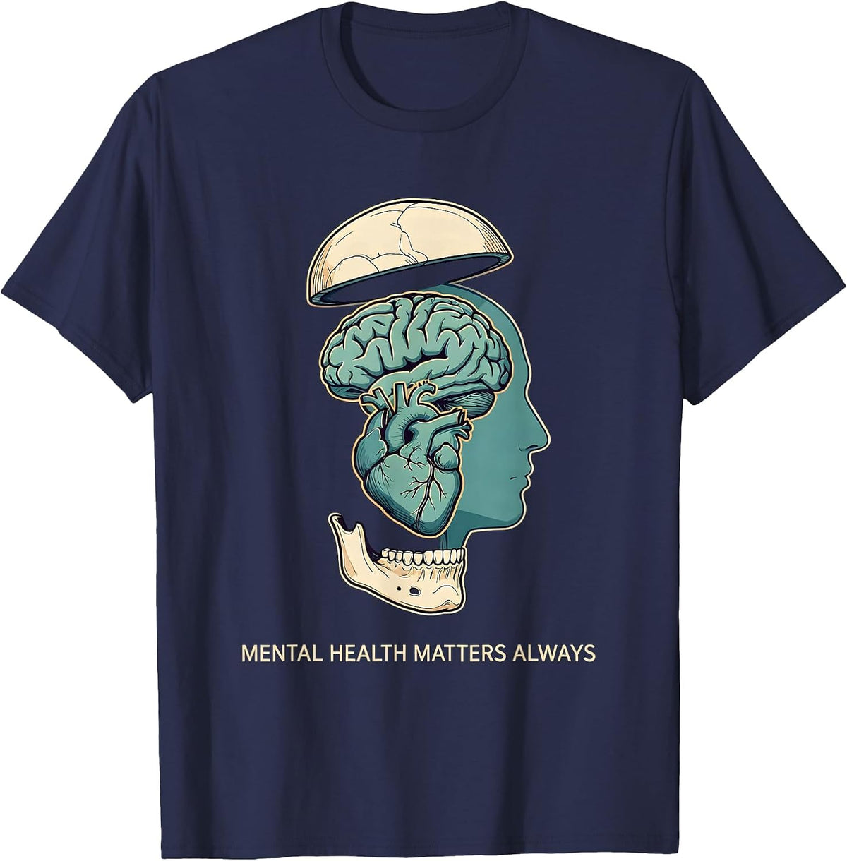Men's Mental Health Matters Always Awareness Design T-Shirt - Navy Blue
