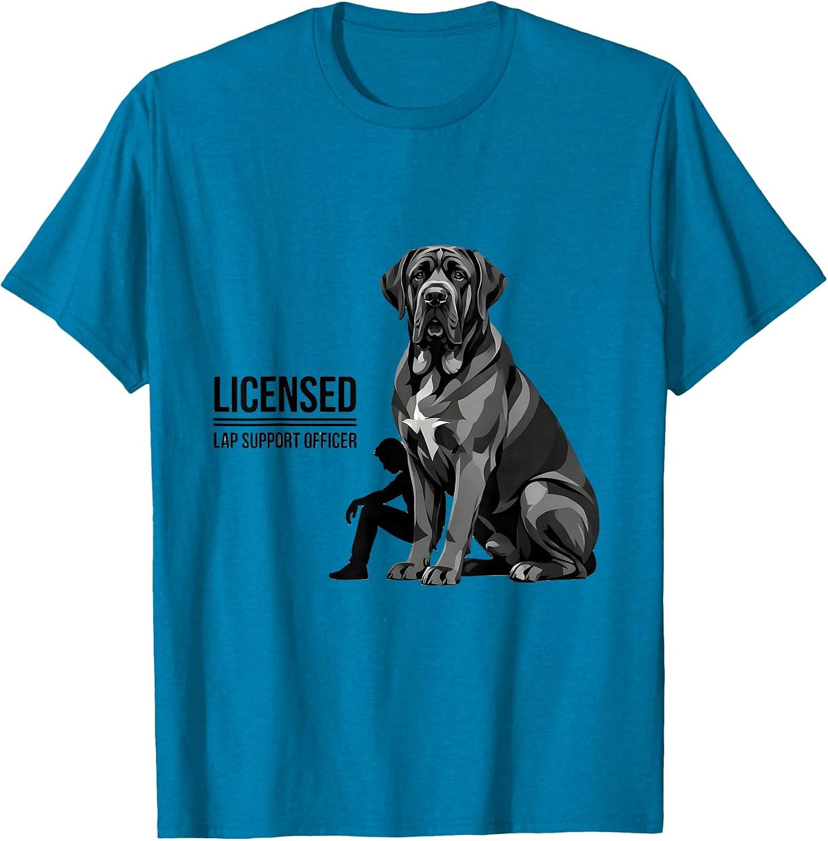 Licensed Lap Support Officer Funny Great Dane Dog Owner T-Shirt - Sapphire Blue