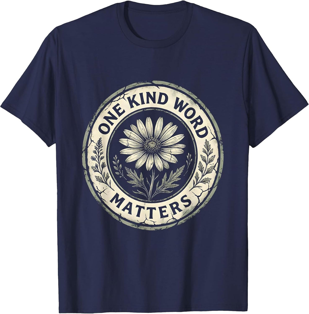 Men's One Kind Word Matters Be Kind Kindness Design T-Shirt - Navy Blue