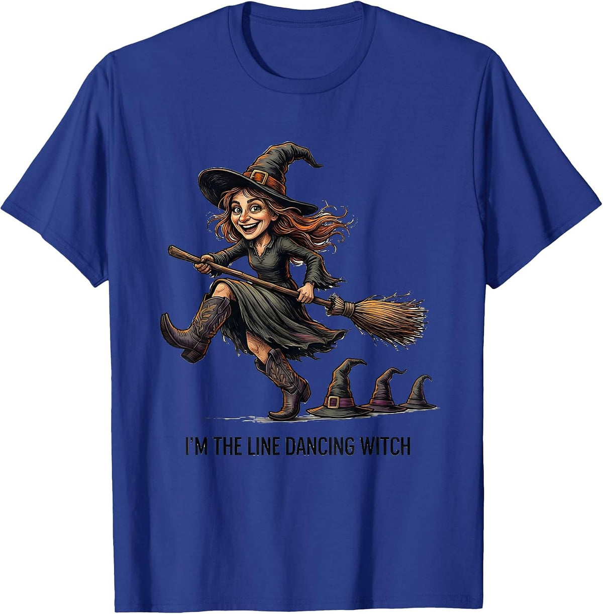 I'm The Line Dancing Witch Funny Halloween Matching Group T-Shirt - Royal Blue