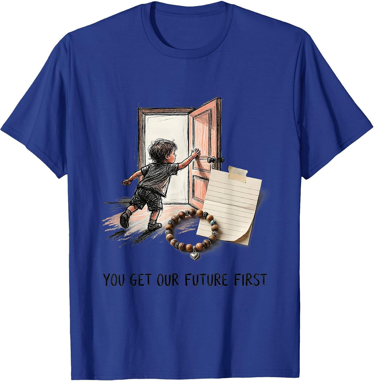 You Get Our Future First Groovy Teacher Retro Teaching T-Shirt - Royal Blue