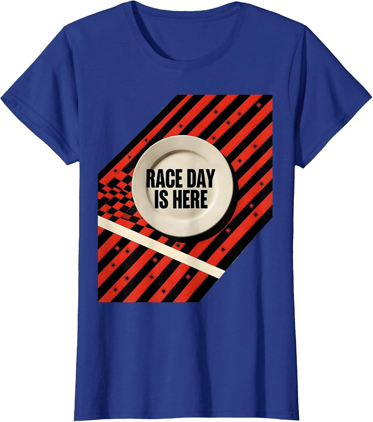 Women's Race Day Is Here Constructivist Poster Drag Racing Patriot T-Shirt - Royal Blue
