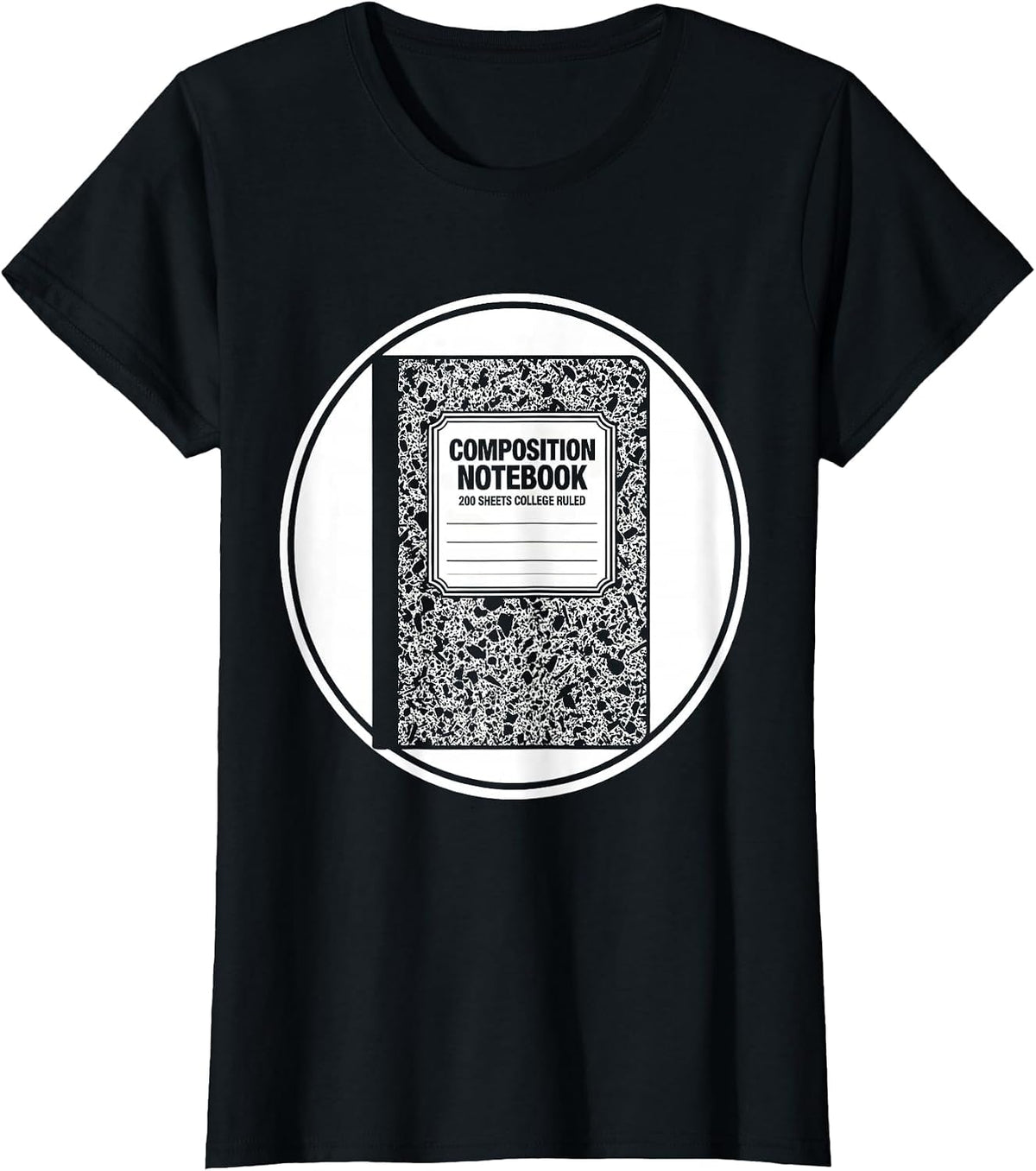 Composition Notebook 200 Sheets College Ruled Teacher T-Shirt - Black