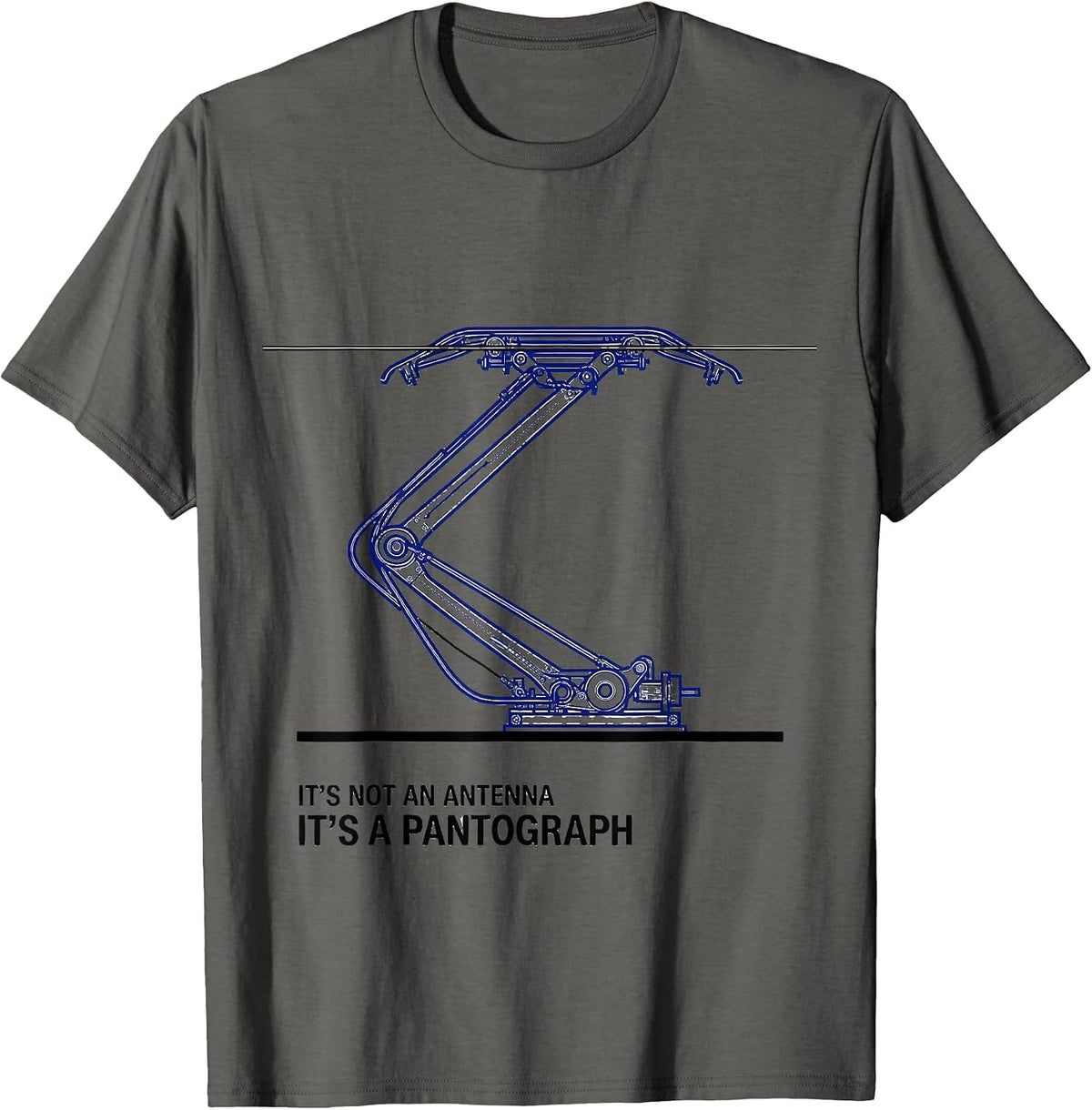 Men's It's Not An Antenna, It's A Pantograph Funny Train T-Shirt - Asphalt Grey
