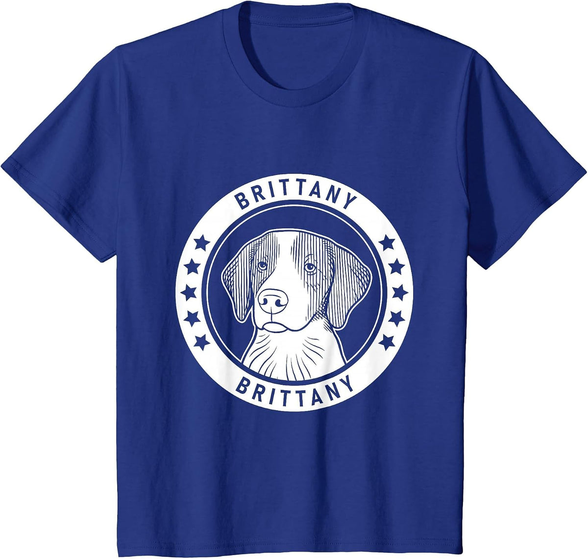 Brittany Dog Portrait T-Shirt - Royal Blue
