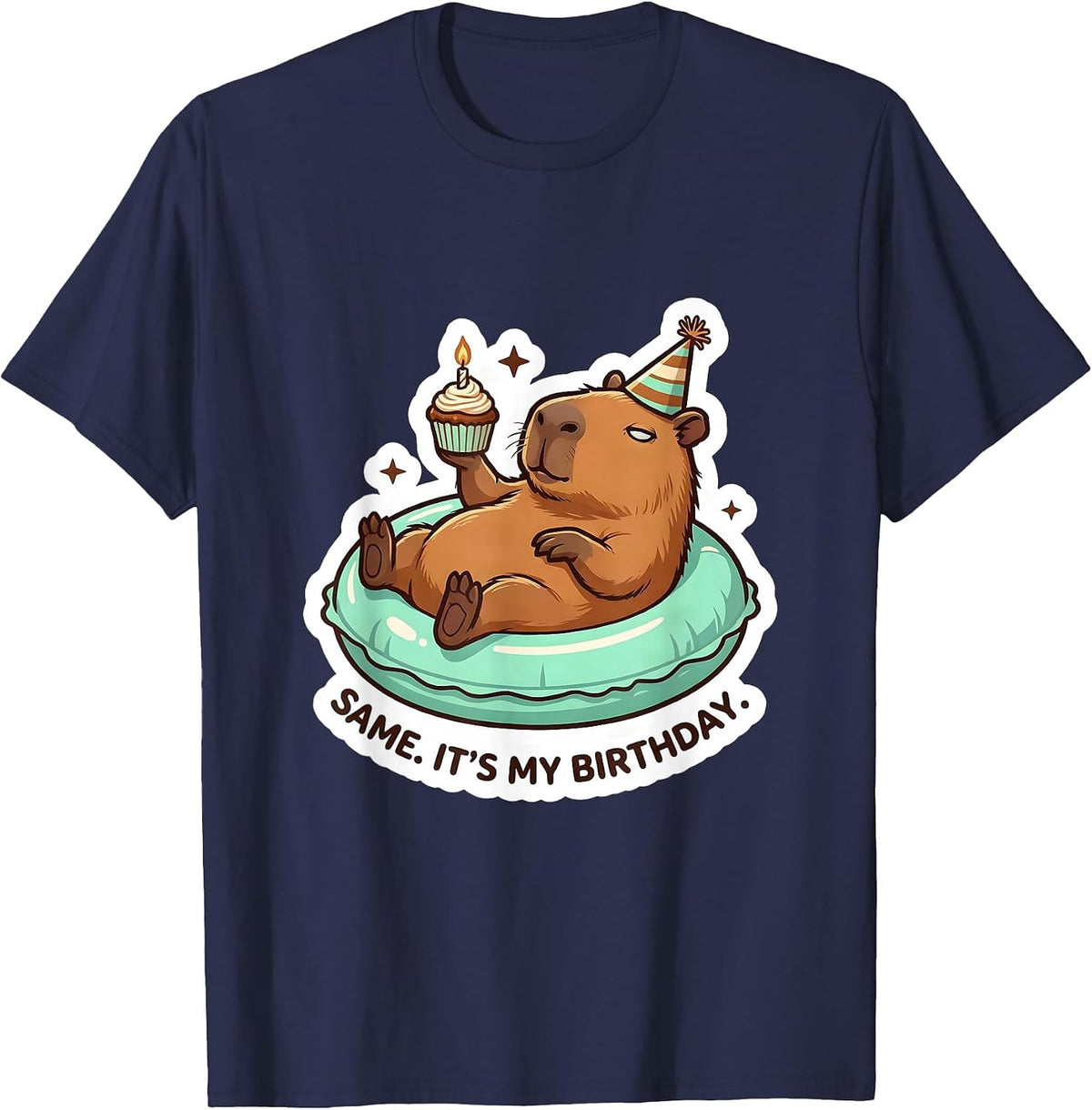 Same It's My Birthday Kawaii Capybara Birthday Boy Girl T-Shirt - Navy Blue
