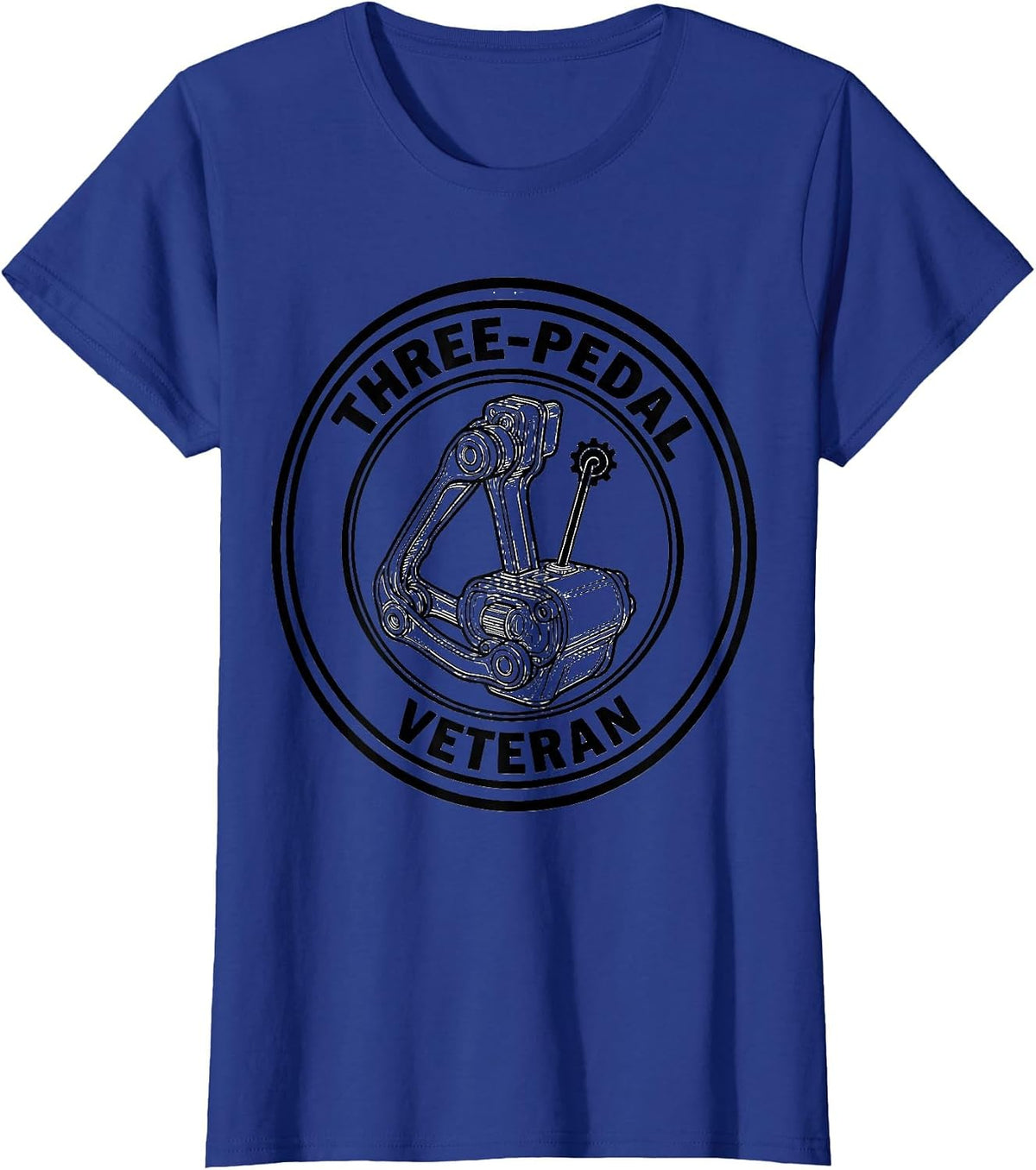 Women's Three-Pedal Veteran Manual Transmission Stick Shift Car Guy T-Shirt - Royal Blue