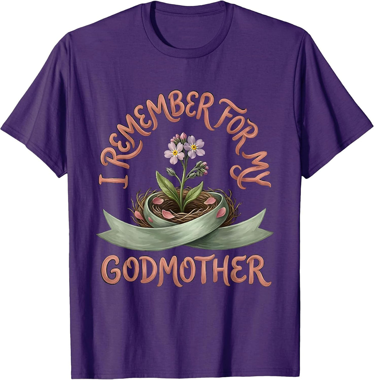 I Remember For My Godmother Boho Tribute Alzheimer Awareness T-Shirt - Purple