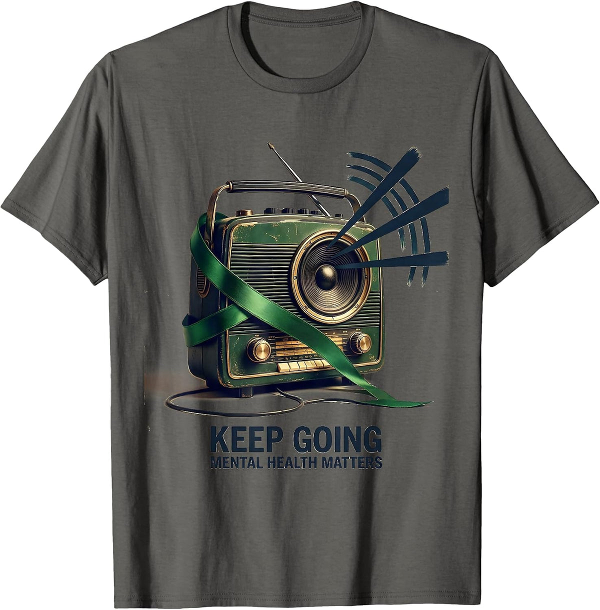 Keep Going Mental Health Matters Vintage Supporter Awareness T-Shirt - Asphalt Grey