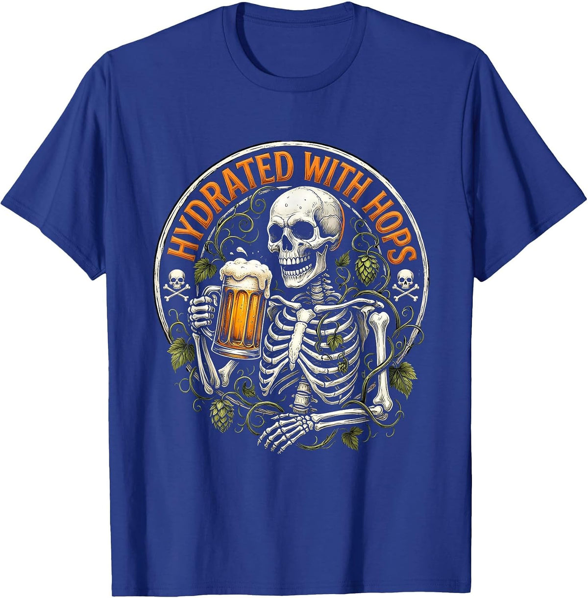 Hydrated With Hops Funny Beer Drinking Design T-Shirt - Royal Blue