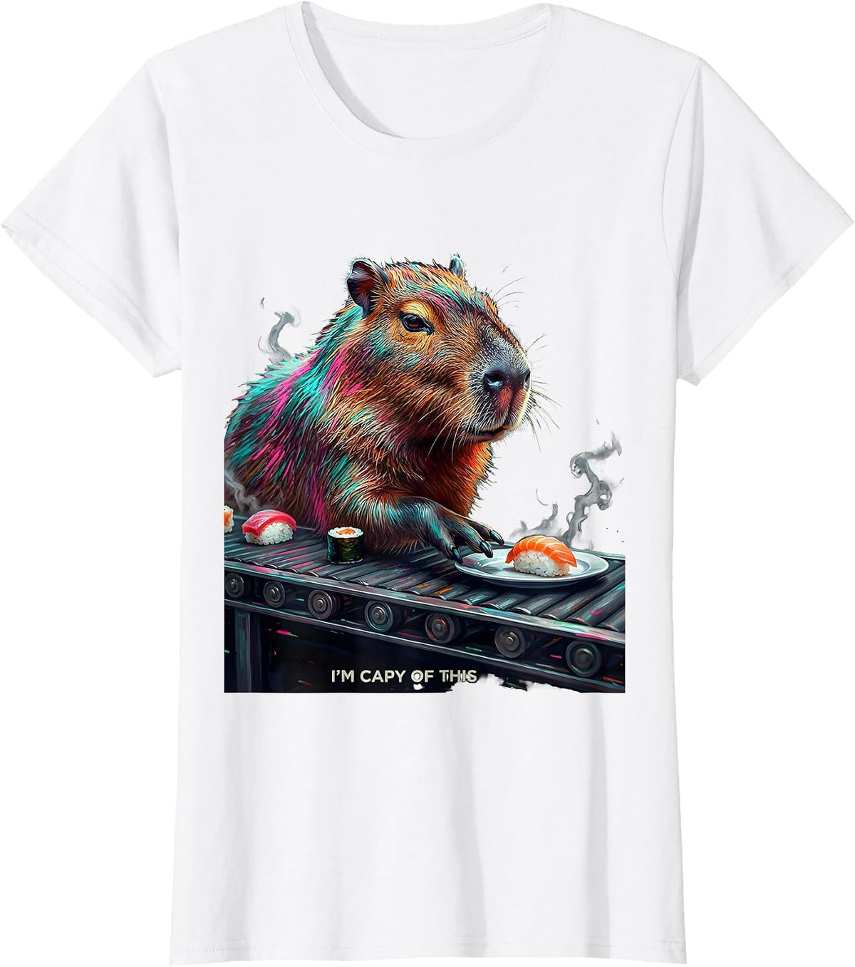 Women's I'm Capy Of This Funny Capybara Meme Animal Lover Novelty T-Shirt - White