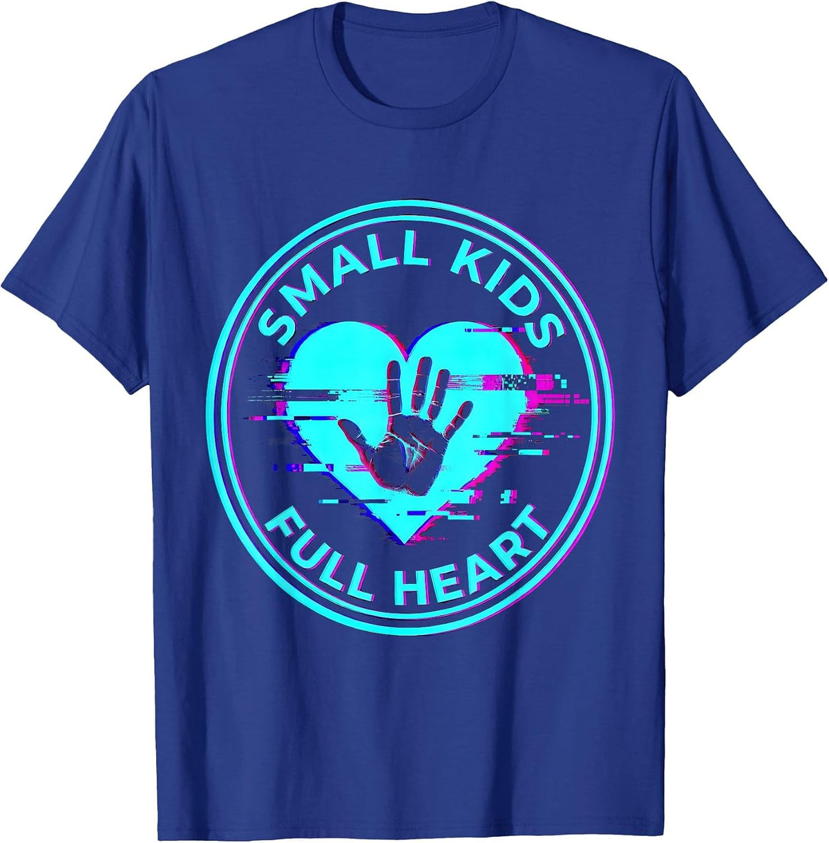 Men's Small Kids Full Heart Preschool Teacher Design T-Shirt - Royal Blue