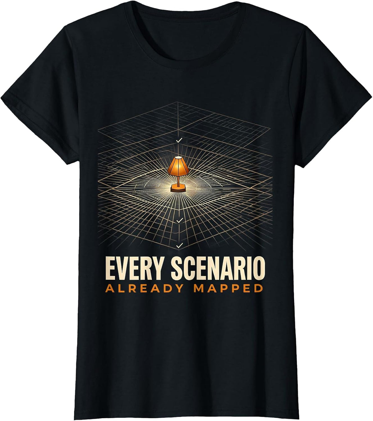 Women's Every Scenario Already Mapped Geometric Owl English Teacher T-Shirt - Black