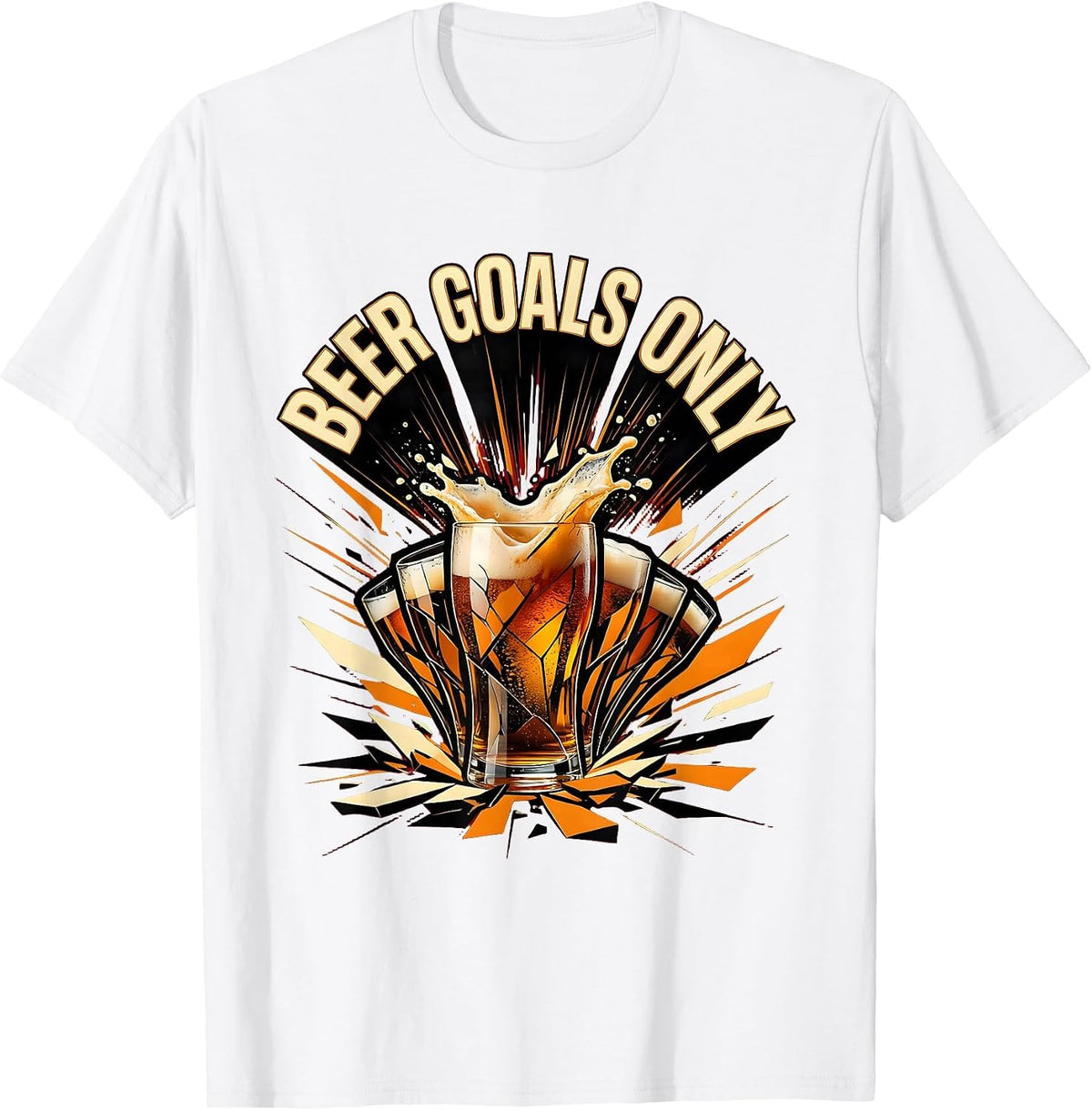 Men's Beer Goals Only Funny Drinking Design T-Shirt - White